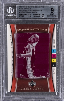 2004-05 UD "Exquisite Collection" Exquisite Masterpieces #LJ43 LeBron James Printing Plate Magenta Card – BGS MINT 9